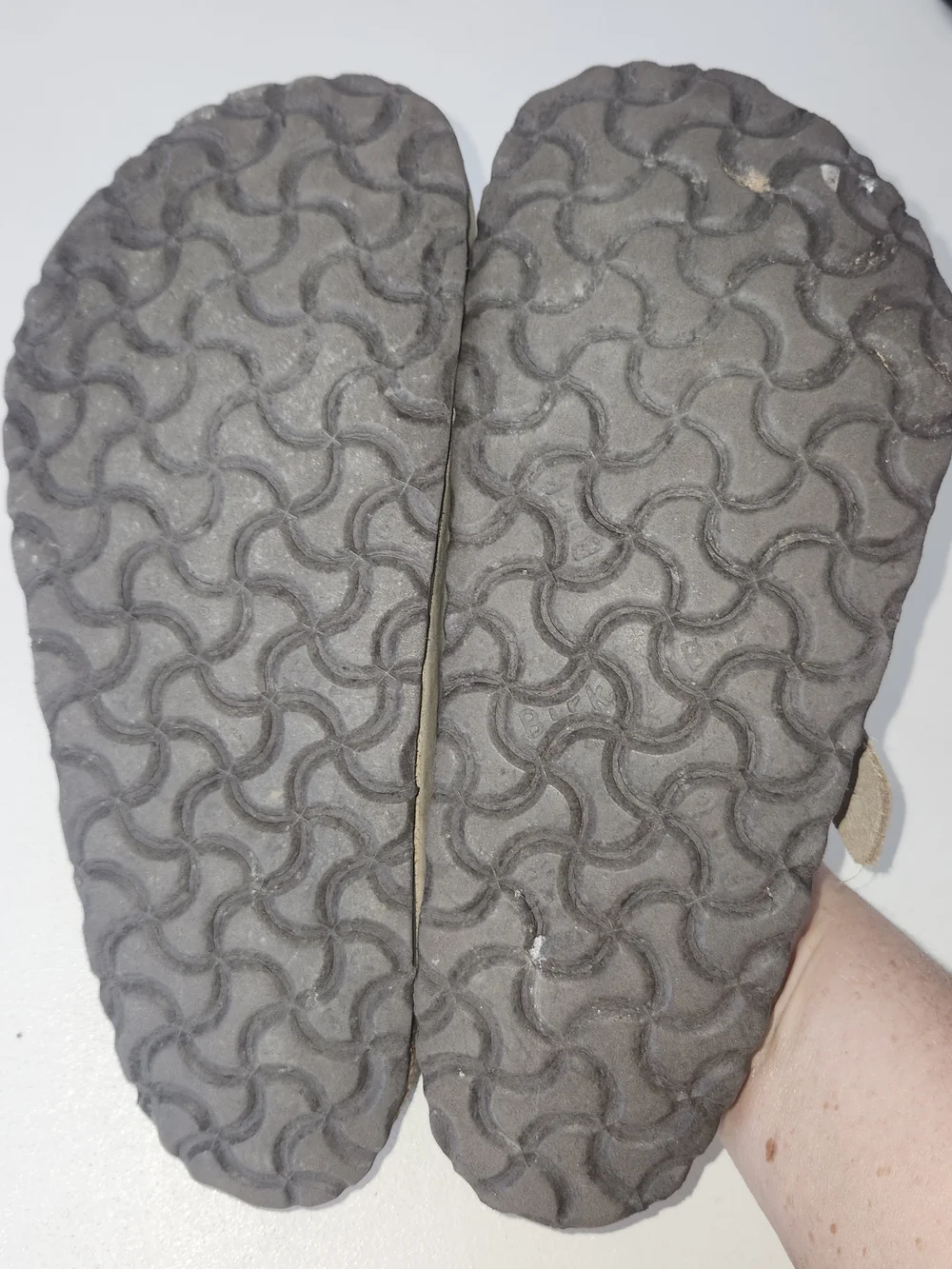 Birkenstock Beige Suede Boston Clogs with Rose Gold Buckles - Picture 5 of 5